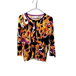 August silk long sleeve sweater size large, crazy patterned